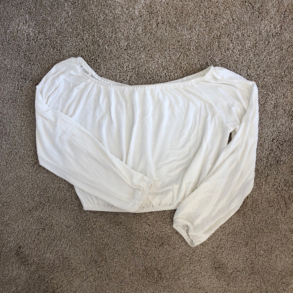 Cream off-the-shoulder crop top